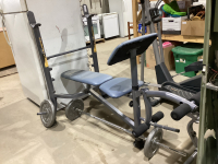 COMPETITOR WEIGHT BENCH AND WEIGHT BAR W/ WEIGHTS