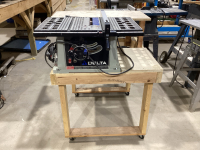 DELTA 10&rdquo; TABLE SAW MOUNTED ON HOMEBUILT ROLLING WOOD CART