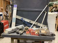 (2) BOXES W/ HOUSEHOLD HARDWARE, LIGHTS, HOOKS, RODS