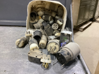 BOX OF USED ELECTRICAL PLUGS & OUTLETS