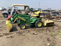 JD 140 YARD TRACTOR W/ BUCKET & ROTOTILLER