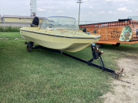 YELLOW EXEL IF3888 BOAT ON TRAILER W/ MERCURY OUTBOARD - PROJECT PIECE