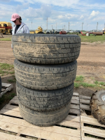 Set of four heavy tires on Dodge rims