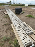 Two pieces of aluminum catwalk