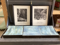 (2) FRAMED PICTURES + (3) WALL ART PIECES