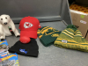 SMALL BOX OF SPORTS MEMORBILIA AND NEW HOT WHEELS CARS - 4