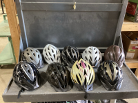 BOX OF MOSTLY BIKE HELMETS - ADULT, YOUTH SIZES