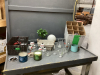 (2) BOXES W/ DECOR & ASSORTED GLASSWARE