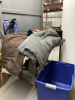 GOOD LARGE LIDDED TOTE W/ BLANKETS, KIDS SLEEPING BAG, HEATER