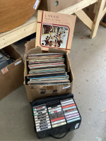 2 ITEMS - BOX OF RECORD + CASE OF CASSETTES
