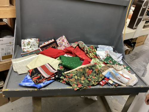 BOX OF COTTON FABRIC - MOSTLY CHRISTMAS PRINTS