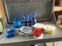 BLUE GLASS WARE + CASSEROLE DISHES