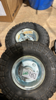 4.10/3.50–4 rubber tires and rims.