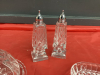 (3) PINWHEEL CRYSTAL PIECES - SMALL BUTTER DISH, PLATTER & GLASS SALT & PEPPER - 4