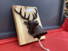 CAST DEER HEAD W/ BELL MOUNTED ON WOOD SLAB - 3