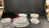 MIKASA CASSEROLE SET, BOWL & PLATES, PLACEMATS