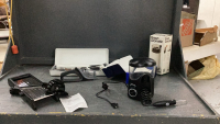 BRAUN COFFEE GRINDER, ELECTRIC KNIFE, MANDOLIN, SMALL HAIR TRIMMER, WATER PIK,