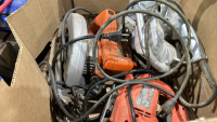 Box of miscellaneous electric tools