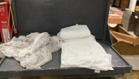 BOX W/ (4) BATH TOWELS, (2) HAND TOWELS, PLUSH THROW