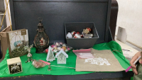 CHRISTMAS DECOR - BATTERY SNOW GLOBE , BALLS, METAL REINDEER
