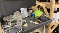 (2)BOXES- BAKEWARE, BBQ TOOLS, CARAFE, JAPANESE TEA SET, TINFOIL PANS