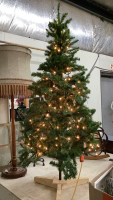 PRELIT CHRISTMAS TREE ON HANDMADE WOOD BASE
