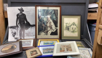BOX OF FRAMES AND PRINTS