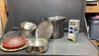 BOX W/ KITCHEN ITEMS - STOCK POT, SPRINGFORM PANS, SLAP CHOP, CHIFFON PAN