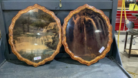 (2) WATERFALL SCENES ON WOOD BOARDS