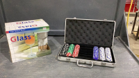 POKER SET + SET OF 6 WINE GLASSES