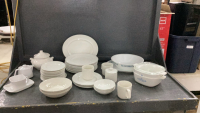 BOX OF WHITE STONEWARE