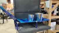 FOLDING LOUNGE CHAIR AND 2 ICE/REFRESHMENT BUCKETS