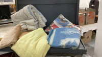 LARGE BOX OF BLANKETS, BATH MAT