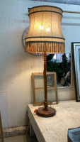LARGE PARLOUR FLOOR LAMP - DOUBLE BULB ....WOOD BASE