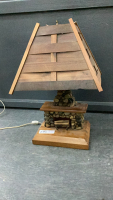 HANDCRAFTED TABLE LAMP W/ "FIREPLACE" BASE