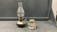 (2) OIL LAMPS - ONE IS A FINGER LAMP