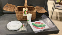 &ldquo;BICKS&rdquo; PICNIC BASKET WITH PLATES, CUTLERY, GLASSES AND TABLECLOTH