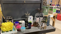 (3) BOXES- TOASTER, HAMBURGER PRESS, GO CUPS, KETTLE, VISION POT
