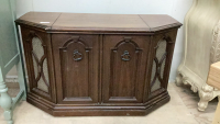 ELECTROHOME STEREO CABINET, PLAYS RADIO, RECORDS, CASSETTES, HAS MICROPHONE TO RECORD