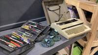 ELECTRIC TYPEWRITER , MISC PEN/PENCILS, MARBLES