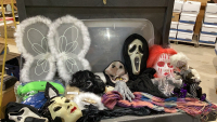 (2) TOTES WITH HALLOWEEN COSTUMES + PROPS