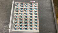 FULL UNCUT SHEET OF CANADA 6 CENT STAMPS - CURLING