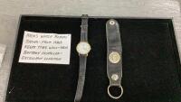 MEN'S ROTARY 1980"S WATCH & INDIAN MOTORCYCLE LEATHER KEYCHAIN