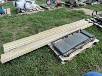 Set of aluminum running boards and a shop creeper