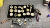 COLLECTION OF POCKET WATCHES AND MISC WATCH PARTS