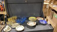 BOX OF VINTAGE DISHES + GLASSWARE