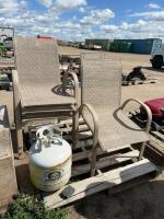 Four deck chairs, and an exchange propane tank