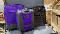 (3) SUITCASES - A PURPLE SET + A BROWN CARRY ONB