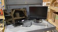 (2) COMPUTER MONITORS - HP + VIEWSONIC