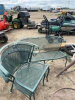 Steel bench and two steel chairs
